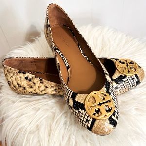 Tory Burch Snakeskin Georgia Ballet Flats, Size 10
